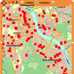 Bonn, map of sport facilities